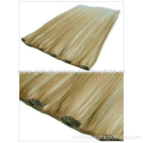 24-inch light brown color silky straight Malaysian clip-in hair extensions